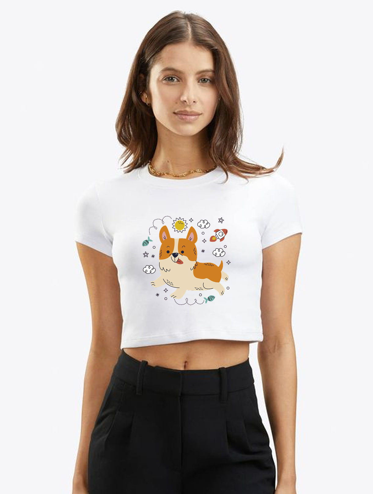 Cute Dog Doodle Crop Top for Women