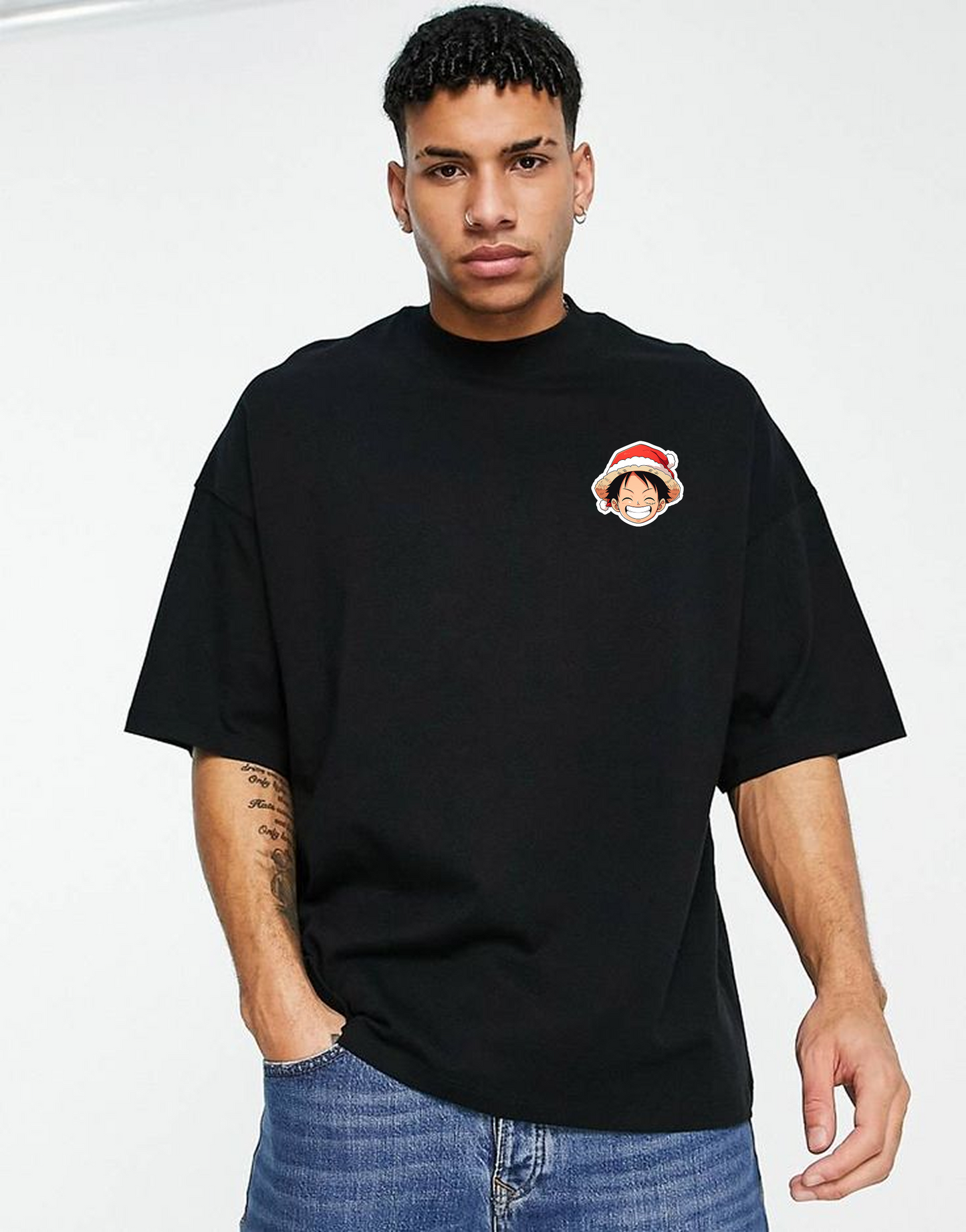 Cute Luffy Oversized Drop Shoulder T-shirt for Men