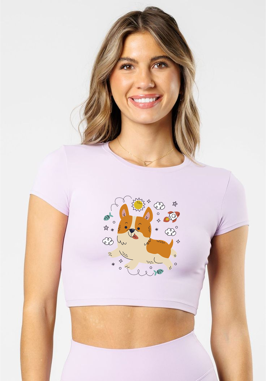 Cute Dog Doodle Crop Top for Women